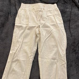 White linen pants